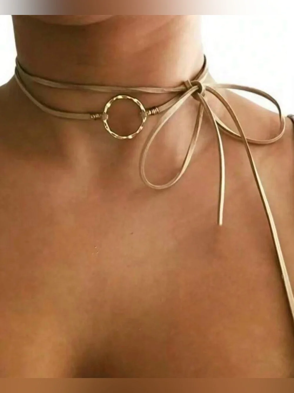 Cream Wrap Choker Necklace A2016